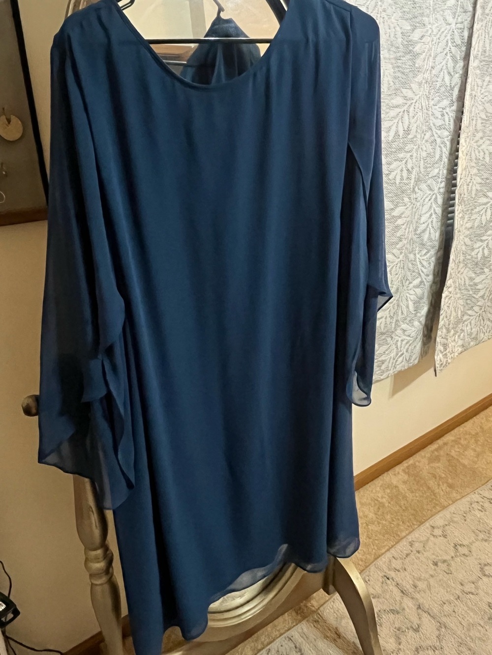MSK Navy Blue Chiffon dress with Flowing Sleeves